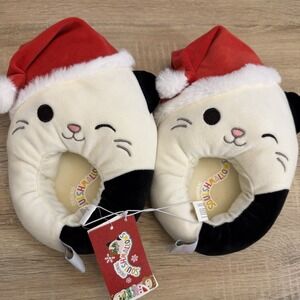 Squishmallows Christmas Cat Slippers Santa Hat Kids Size 13-1 NWT Plush